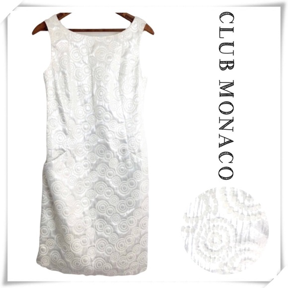 Club Monaco Joice Jacquard Dress Silver Pearl White Dress - Picture 1 of 7